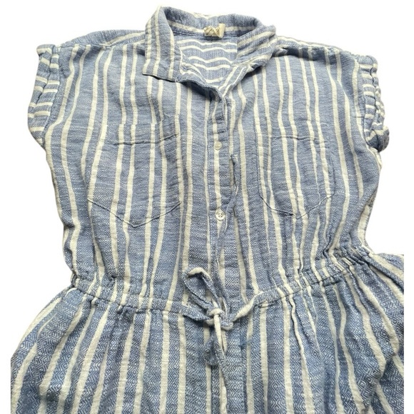 Japna Short Sleeve Collared Striped Shirt Dress Blue And White Size M Pockets - Picture 9 of 10